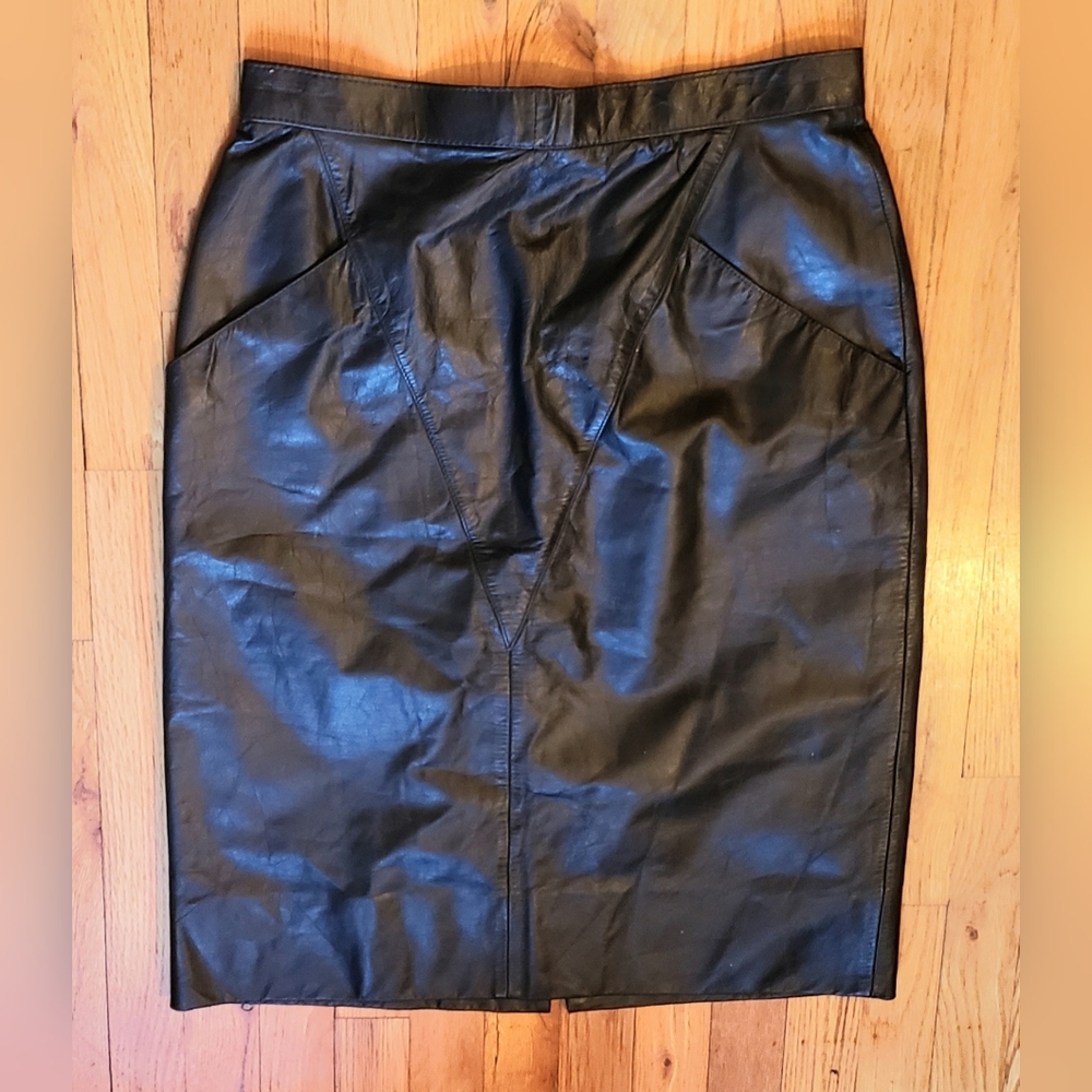 Vintage 1980s Wilsons Leather Pencil Skirt Size 12 Korea Excellent